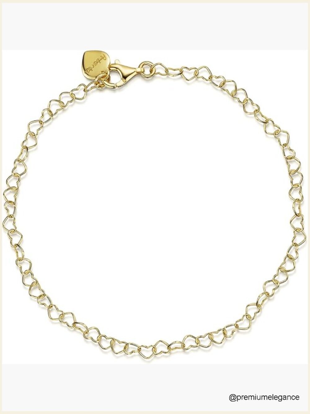 925 Sterling Silver Heart Link Bracelet Delicate Adjustable